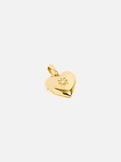 Heart Lotus Locket Pendant - 18k Gold