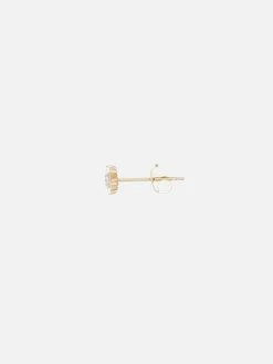 14k Gold Crystal Lotus Flower Earring - Single
