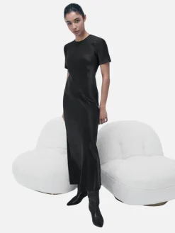 Short Sleeve Bias Dress - Black