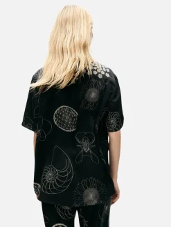 Short Sleeve Boyfriend Shirt Fibonacci - Black