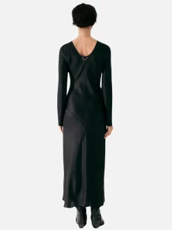 Splice Full Sleeve Bias Dress - Black