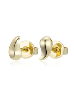 Teardrop Studs Earrings - Brass + 18K Gold Plating