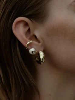 Wave Ear Cuff: Brass + 18K Gold